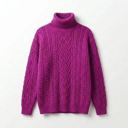 Светр жіночий в'язаний (Фуксія) з косами та горловиною р. Універсальний