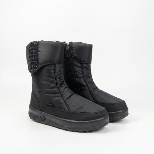 Жіночі зимові дутики чорні на блискавці з декором та стразами 37-41