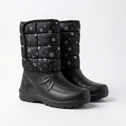 Жіночі зимові сноубутси ЕВА «Сніжинки» на липучці — тепло до -30°C