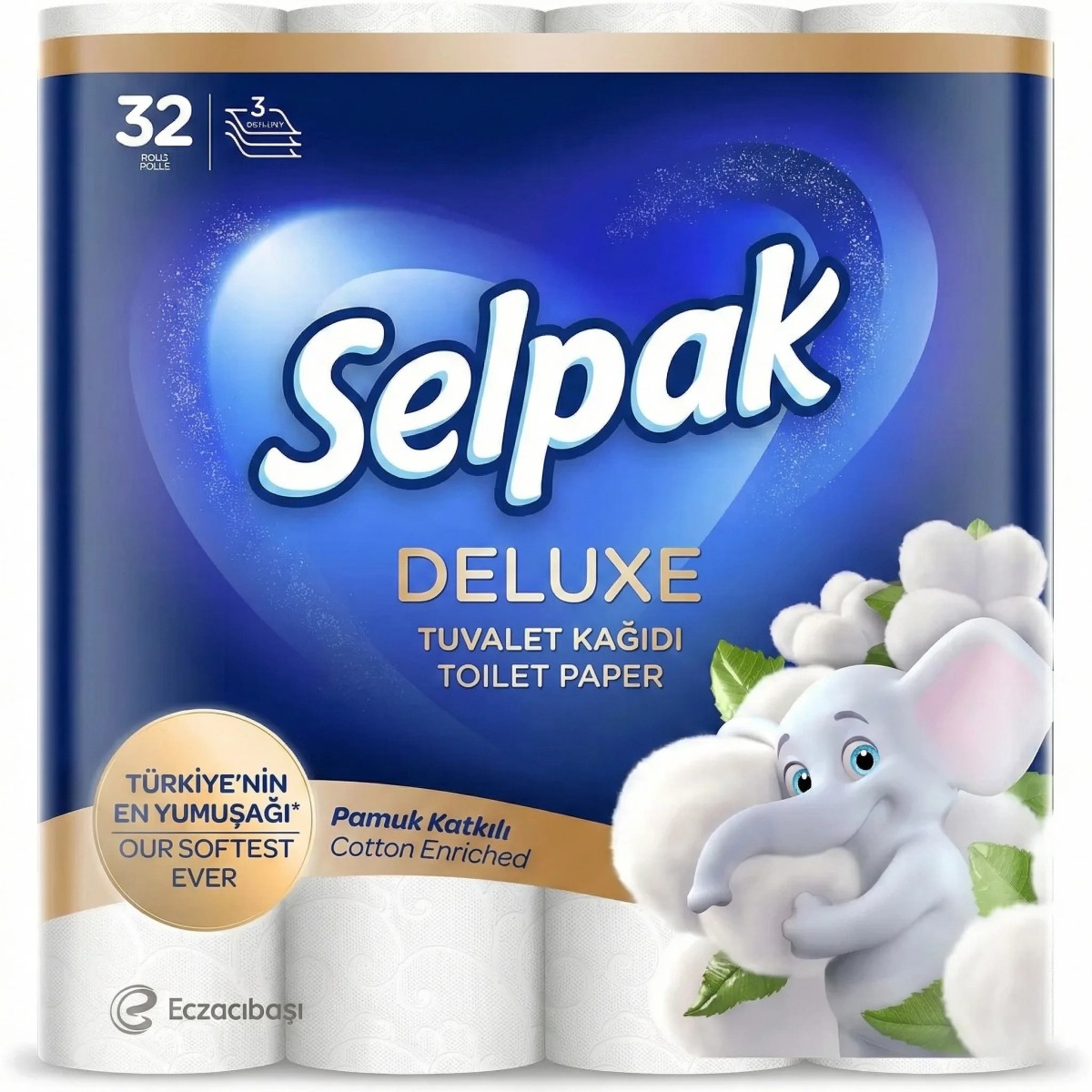 Туалетний папір Selpak Deluxe 3 шари 32 рулони — преміальна м'якість та економія для всієї родини 🧻✨ (арт. 2937)