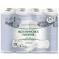 Туалетний папір Кохавинська папірня Срібло 3 шари (24 шт)