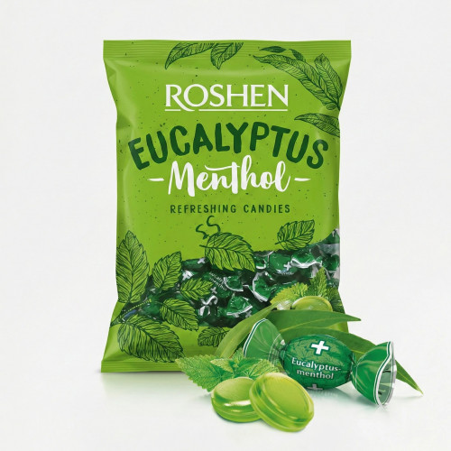 Упаковка льодяників Roshen Eucalyptus-Menthol 1 кг