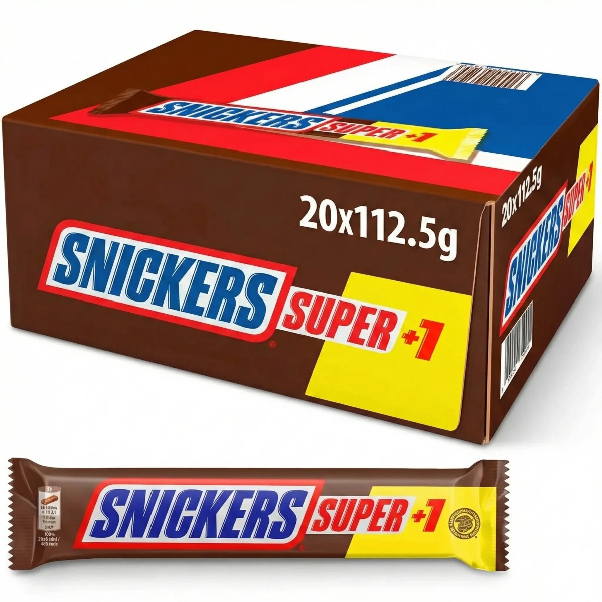 Шоколадний батончик Snickers Super +1 упаковка (20 шт х 112.5 г) (арт. 353)