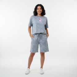 Жіночий сірий костюм (футболка + шорти) 