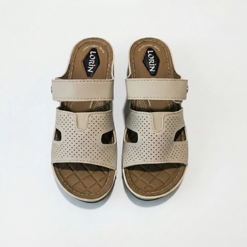 Жіночі анатомічні шльопанці LORIN бежеві з перфорацією (37-42)