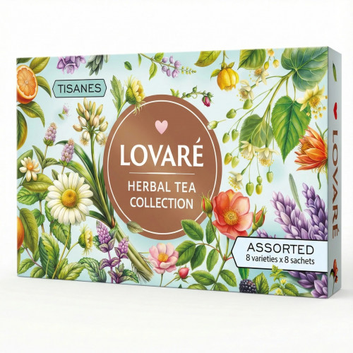 Колекція трав’яних чаїв Lovare Herbal Tea Collection 8 видів по 8 пакетиків (4823115405463)
