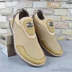 Чоловічі літні кросівки-мокасини Dago Style з сіткою пісочні 41-45