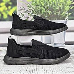 Чоловічі мокасини тапочки сітка Dago Style чорні літні — дихаюче взуття