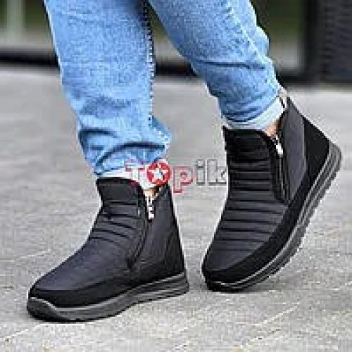 Чоловічі зимові черевики Dago на липучці з хутром чорні — тепло і комфорт