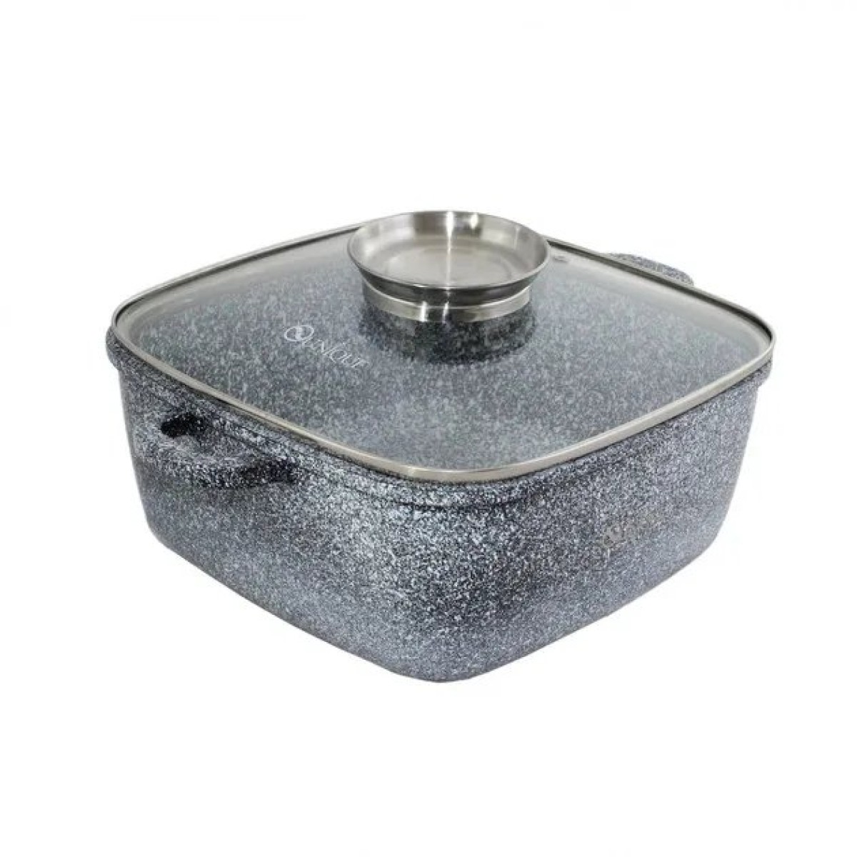 Котел UNIQUE UN-5204 2.4л (20см, квадртанний, з кришкою, гранітний) (арт. 9168)