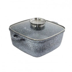 Котел UNIQUE UN-5204 2.4л (20см, квадртанний, з кришкою, гранітний)