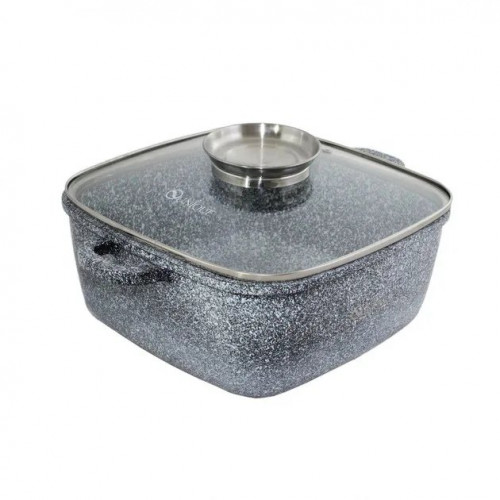 Котел UNIQUE UN-5204 2.4л (20см, квадртанний, з кришкою, гранітний)