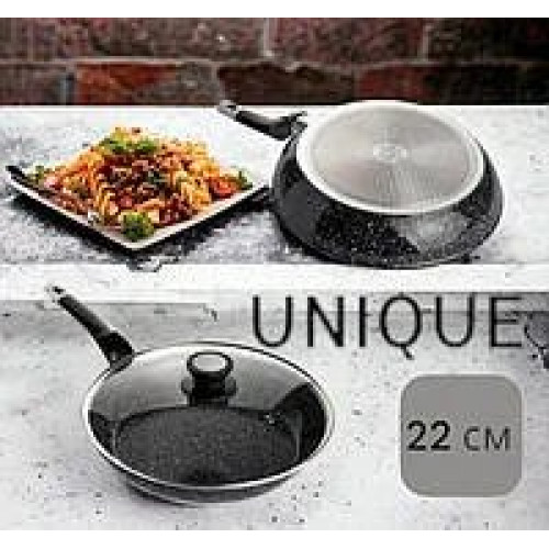 Сковорода UNIQUE UN-5144 22 см із кришкою/граніт темний