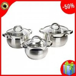 Набір каструль 12 предметів нержавіюча сталь Benson BN-296