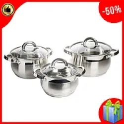 Набір каструль 12 предметів нержавіюча сталь Benson BN-296