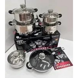 Набір казанів Zepline ZP-115 із нержавіючої сталі на 12 предметів із силіконовими ручками