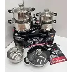 Набір казанів Zepline ZP-115 із нержавіючої сталі на 12 предметів із силіконовими ручками