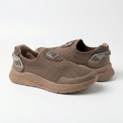 Мужские кроссовки-сетка Dago Sport Коричневые летние без шнурков (41-45) бежевые мокасины