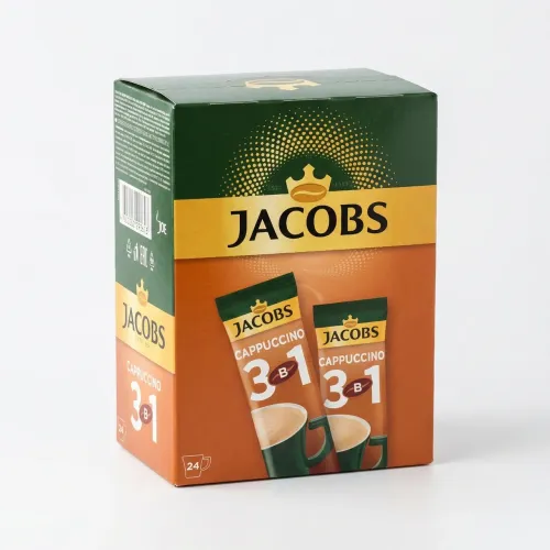 Кавовий напій Jacobs 3в1 Cappuccino 24 стіки (упаковка) | Висока пінка, М'який смак, Капучино