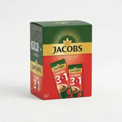 Кавовий напій Jacobs 3в1 Intense 24 стіки (упаковка) | Міцний смак, Більше кави, Червоний Якобс