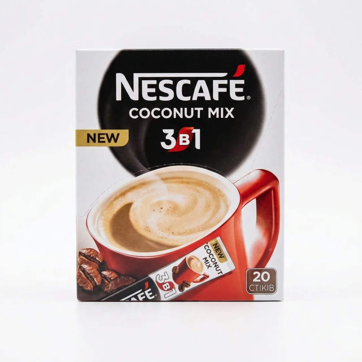 Кавовий напій Nescafe 3в1 Coconut Mix 20 стіків (упаковка) | Кокосовий смак, Новинка, Кава з пінкою (арт. 4306)