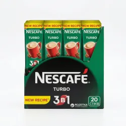Кофе 3в1 Nescafé Turbo 20 шт (упаковка) | Энергия и драйв, Обновленный рецепт, Зеленый стик