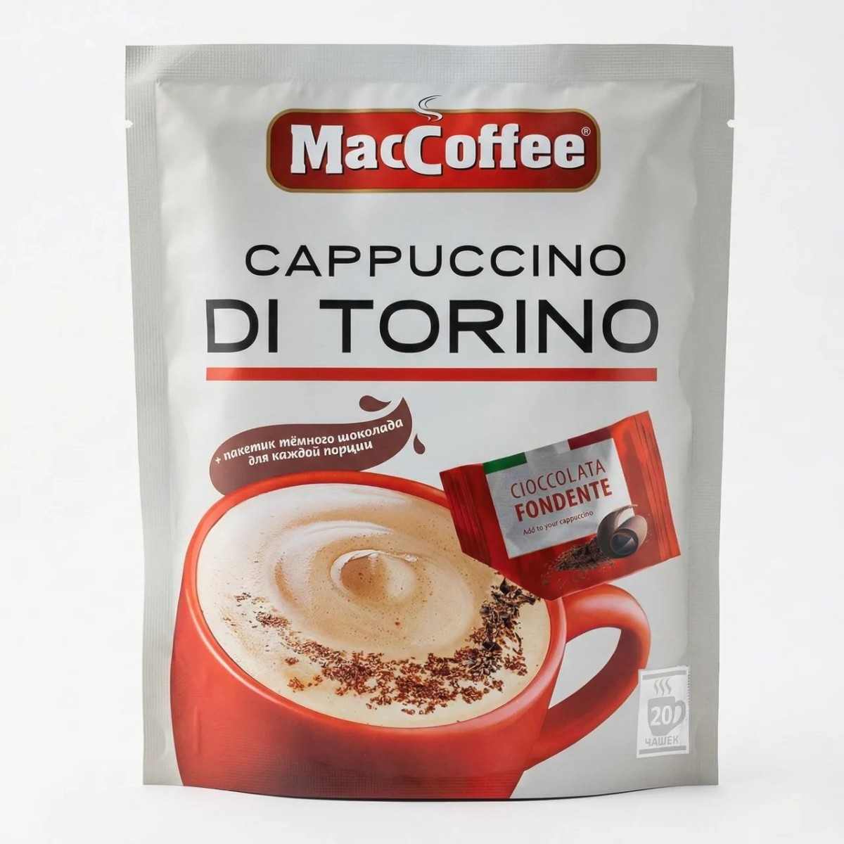 Капучино MacCoffee Di Torino з темним шоколадом 20 стіків (упаковка) | Італійський рецепт, Густа пінка (арт. 4320)