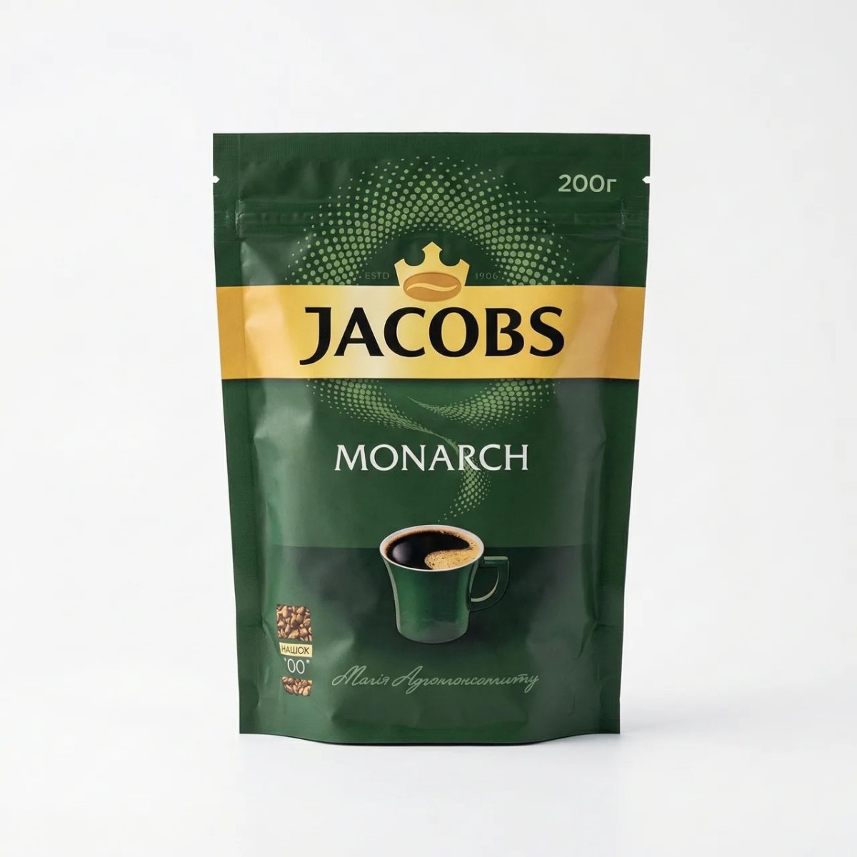 Кава розчинна Jacobs Monarch 200 г | М'яка упаковка, Магія Аромоксамиту, Оригінал (арт. 4383)
