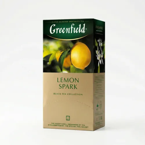 Чай чорний Greenfield Lemon Spark 25 пакетиків | З лимоном, У саше, Тонізуючий