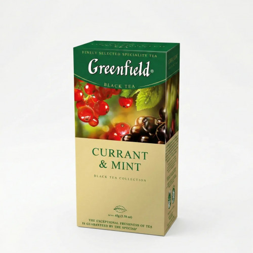 Чай чорний Greenfield Currant & Mint 25 пакетиків | Зі смородиною та м'ятою, У саше, Ароматний
