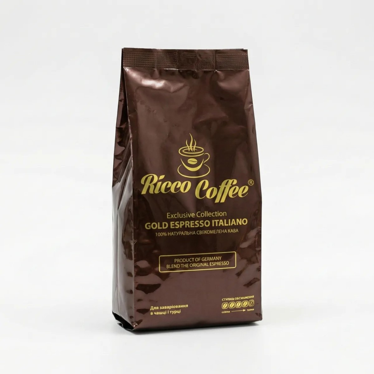Зерновий кави Ricco Coffee Gold Espresso Italiano 250 гр + ложка в подарунок (арт. 4441)