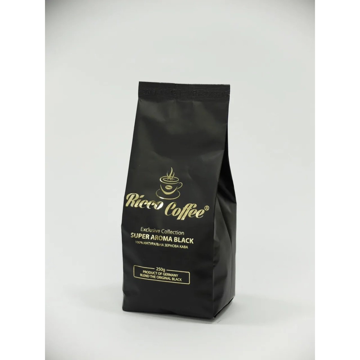 Кава у зернах ricco coffee super aroma black 250 гр + ложка в подарунок 60% АРАБІКА 40% РОБУСТА (арт. 4443)