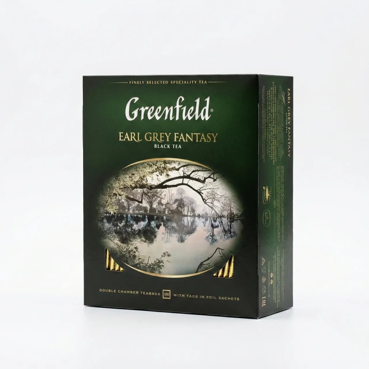 Чай чорний Greenfield Earl Grey Fantasy 100 пакетиків | З бергамотом, У саше, Велике паковання (арт. 4465)