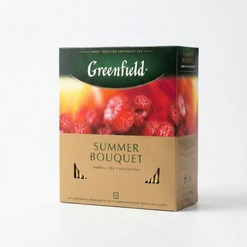 Чай трав'яний Greenfield Summer Bouquet 100 пакетиків | Малиновий, Фруктовий, Каркаде, Вітамінний