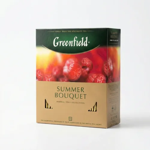 Чай трав'яний Greenfield Summer Bouquet 100 пакетиків | Малиновий, Фруктовий, Каркаде, Вітамінний