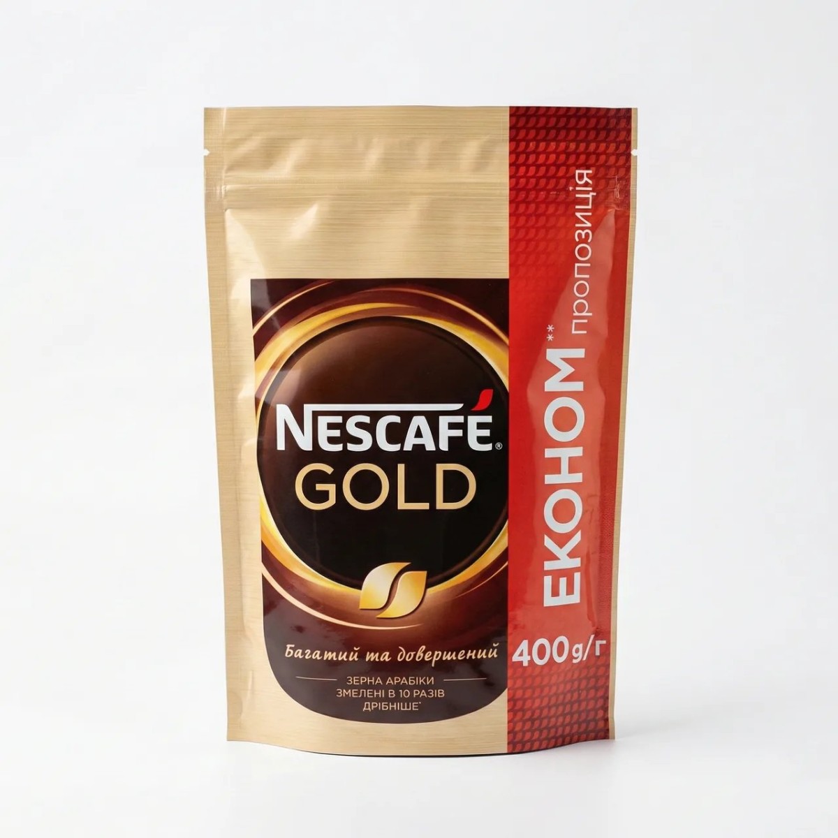 Кава розчинна Nescafé Gold 400 г | Економ пропозиція, Велика м'яка упаковка, Арабіка (арт. 4284)