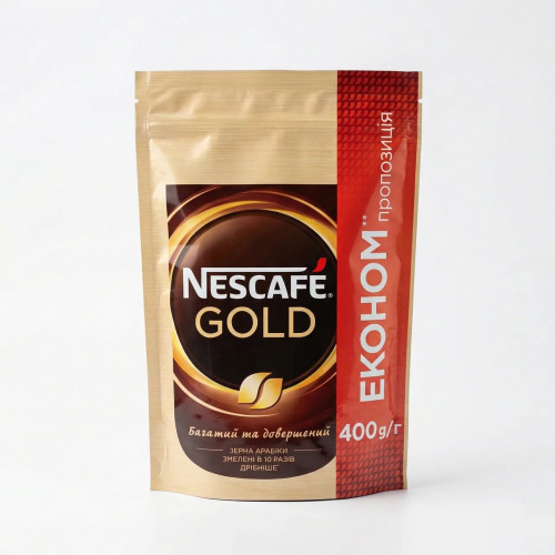 Кава розчинна Nescafé Gold 400 г | Економ пропозиція, Велика м'яка упаковка, Арабіка