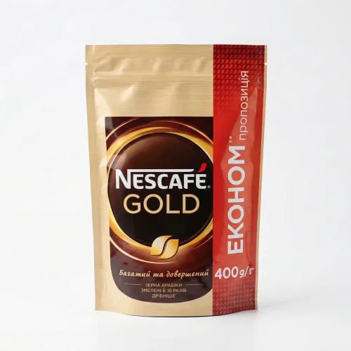 Кава розчинна Nescafé Gold 400 г | Економ пропозиція, Велика м'яка упаковка, Арабіка