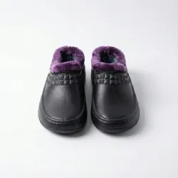 Галоші сабо жіночі зимові з піни ЕВА. Чорні утеплені капці з фіолетовим хутром. Розміри 37-41 39