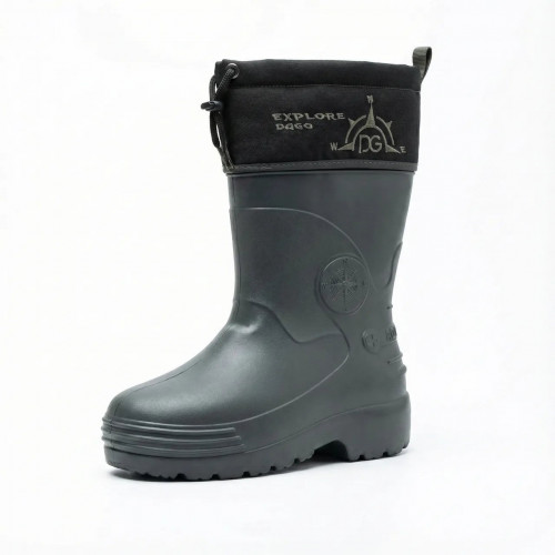 Чоловічі зимові чоботи ЕВА з манжетом Explore. Теплі гумові чоботи для рибалки темно-сірі. Розміри 41-45