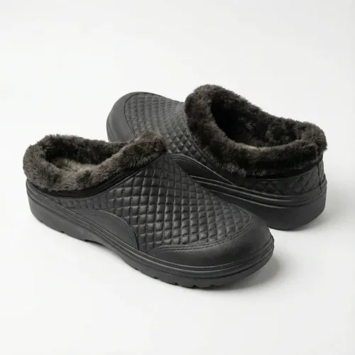 Калоші чоловічі зимові пінкові чорні стьобані, Утеплені садові сабо 