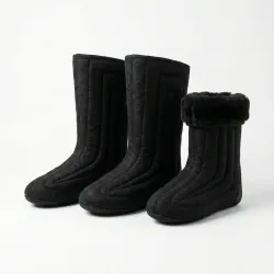 Валянки шиті чорні на чорному хутрі. Бурки зимові повстяні, теплі бабуші 38-45