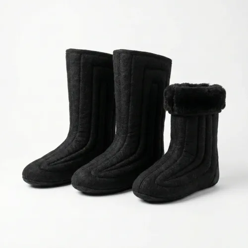 Валянки шиті чорні на чорному хутрі. Бурки зимові повстяні, теплі бабуші 38-45