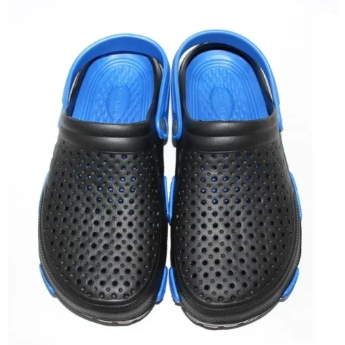 Силиконовые мужские шлепанцы с перфорацией черного цвета, мужские пляжные шлепанцы с ремешком Силиконовые мужс