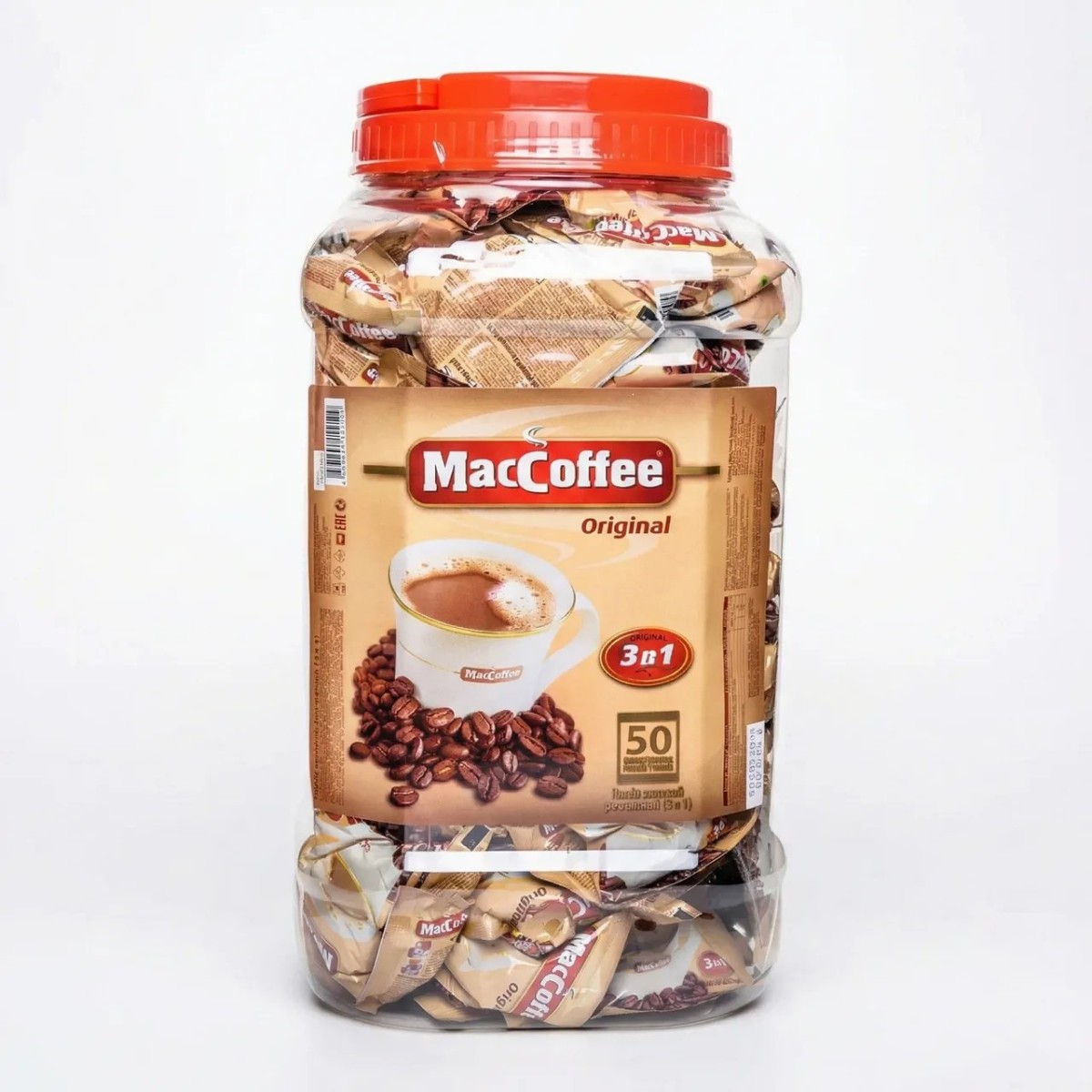 Кава 3в1 MacCoffee The Original 50 шт (банка) | Кавовий напій у стіках, Середня упаковка (арт. 4311)
