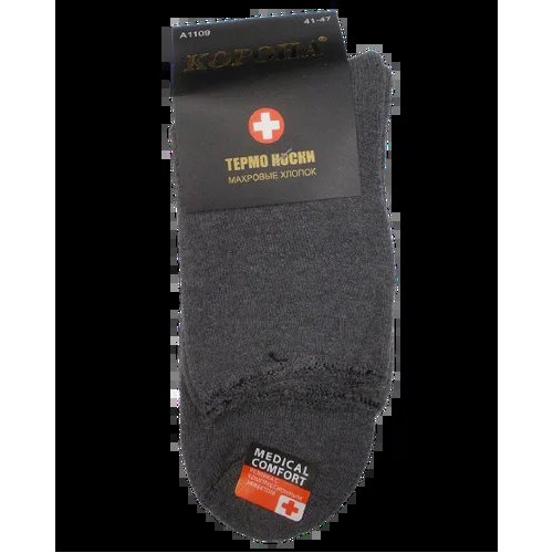 Мужские носки термо без резинки с махрой Корона A1109 41-47 серые