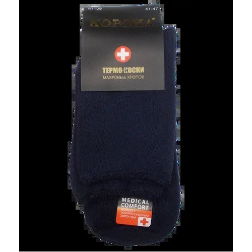 Мужские носки термо без резинки с махрой Корона A1109 41-47 синие