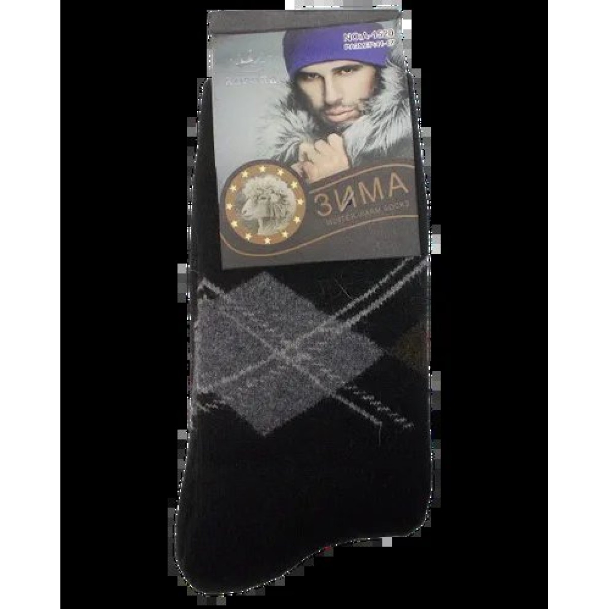 Чоловічі шкарпетки ангора з махрою Корона 1520 41-47 чорні (арт. 4840)