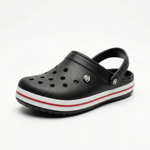 Сабо крокси (пінка) чорні з червоною смугою | Чоловічі, Пляжні, Спортивний стиль, Розміри 41-45