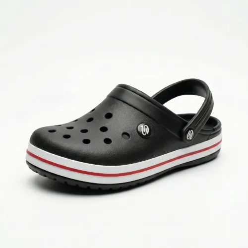 Сабо крокси (пінка) чорні з червоною смугою | Чоловічі, Пляжні, Спортивний стиль, Розміри 41-45